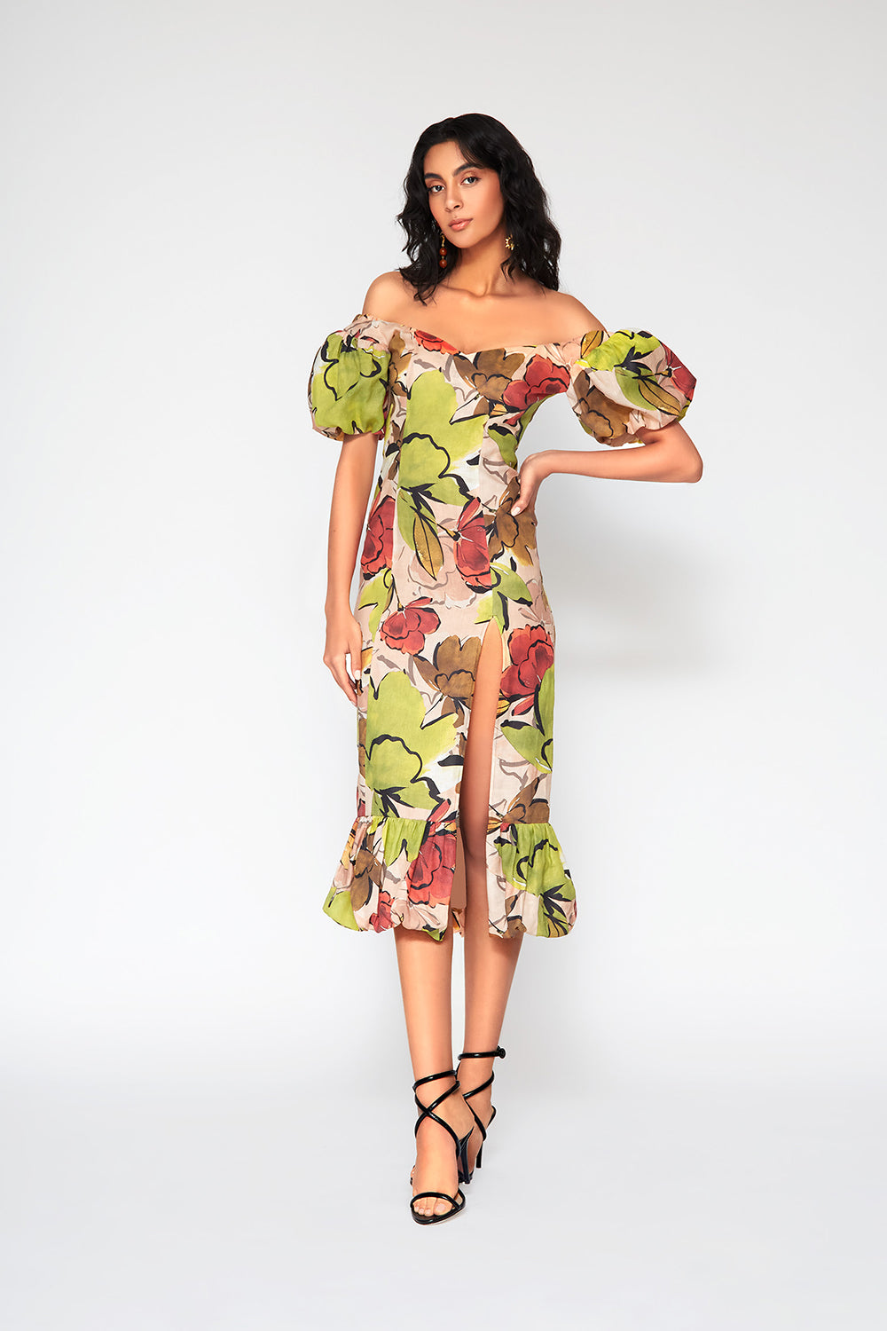 Gabriela Botanical Midi Dress 2 / Hibiscus Print