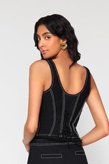 Leslie Denim Bustier Top