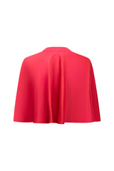 Clean studio product view displaying the back of the red Carolina Silk Cape Top, highlighting the elegant fluid draping and gathered fabric lines.