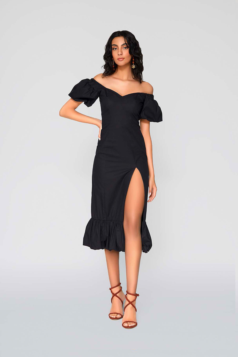 Gabriela Cotton Midi Dress 0 / Black