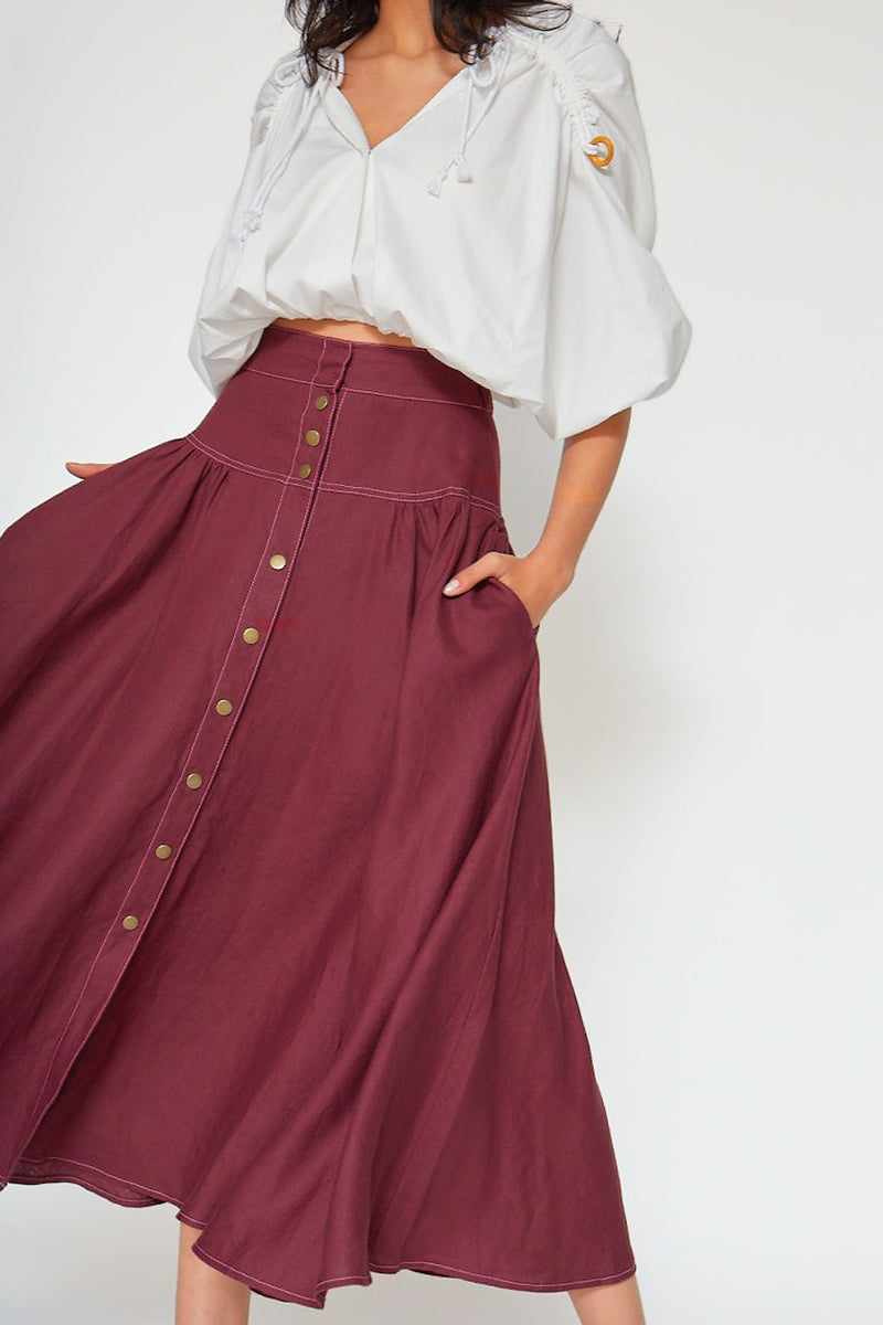 Patricia Linen Midi Skirt
