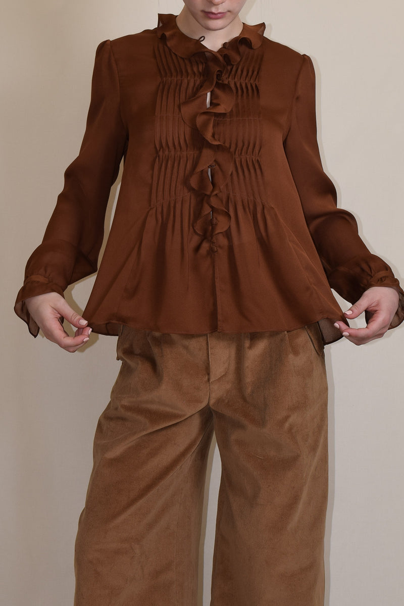 Carmen Silk Pintuck Blouse