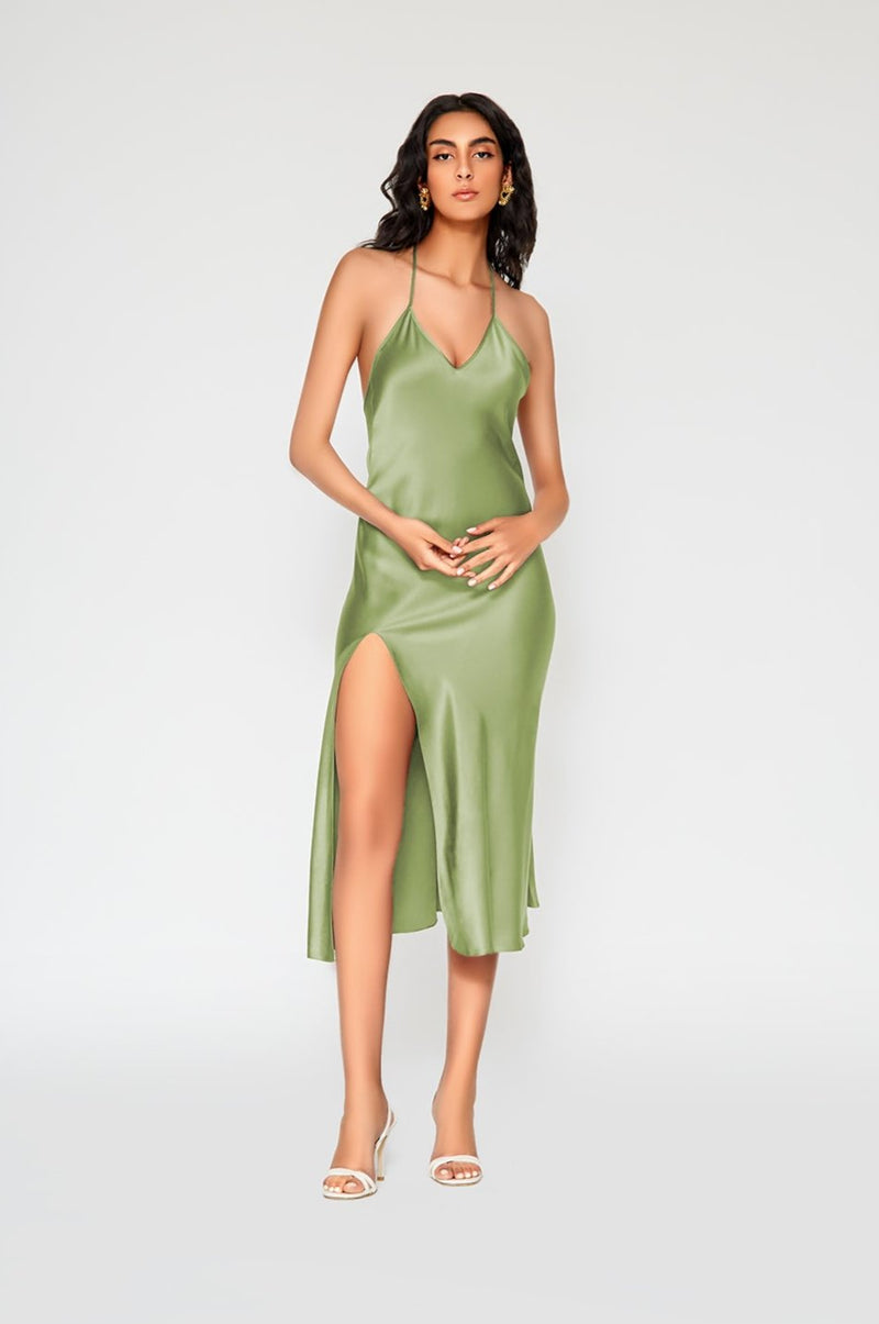 high slit slip dress Vanessa off shoulder ruffles wedding dress