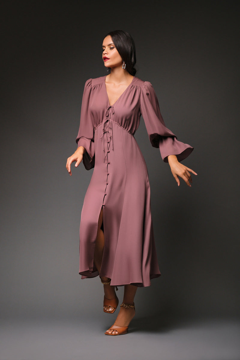 diana midi dress Women's Diana Collared Midi Dress Greige Freesize/Customize MEAN BLVD