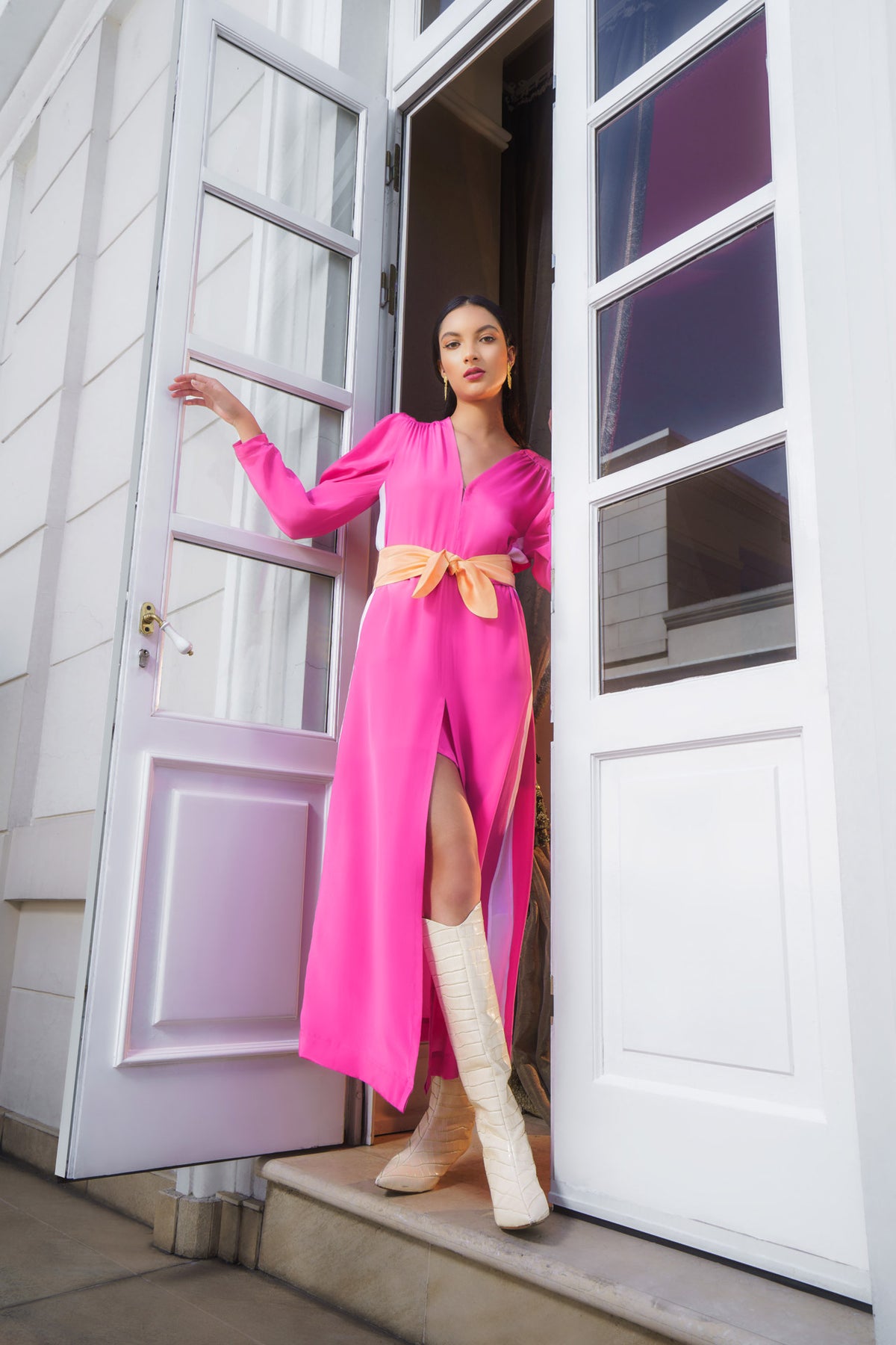 long maxi dress flowy Sky to Moon Blaire White Satin Maxi Dress | Ivory Babydoll Tiered Fit-and-Flare A-Line Corset Top